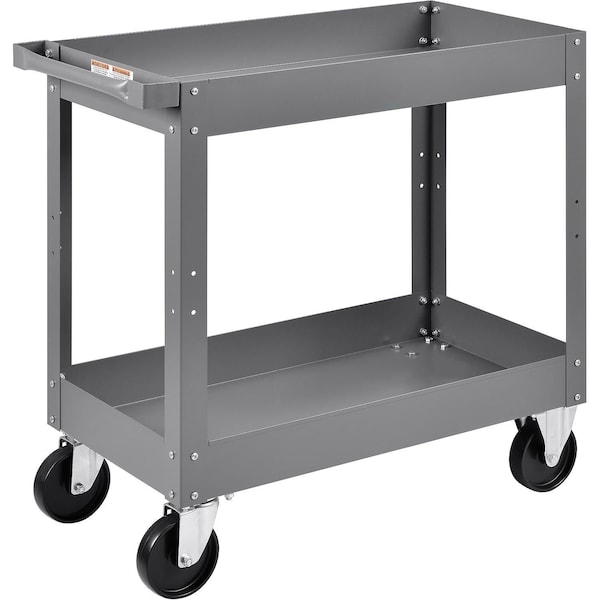 Global Industrial 2 Shelf Deep Tray Steel Stock Cart, 500 Lb. Capacity, 30L x 16W x 32H 988835 - main